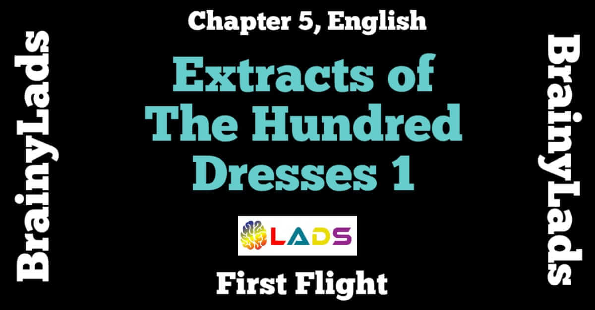 NCERT Solutions for Class 10 English Chapter 6 The Hundred Dressess