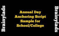 Annual Day Anchoring Script Sample